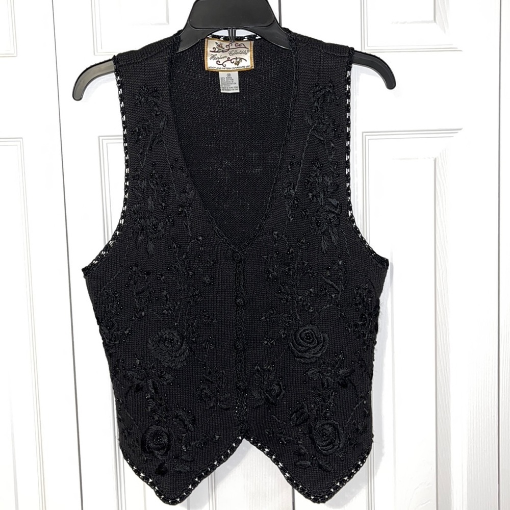 Vintage Hierloom Collectibles Black Embroidered Vest
